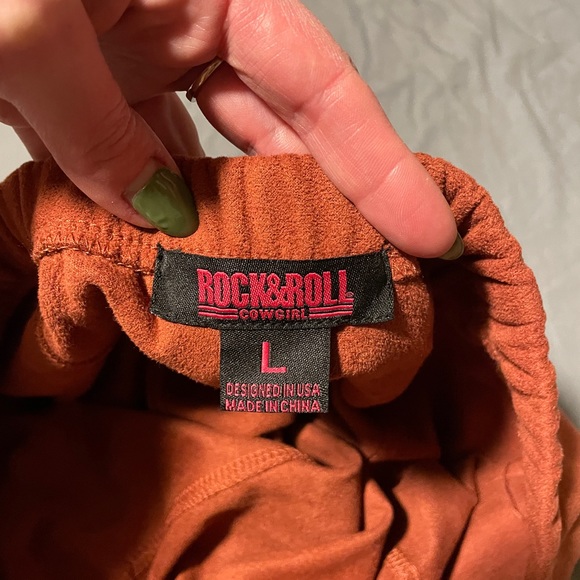 Microsuede Studded Mini Skirt by Rock & Roll Cowgirl size L (Large) rusty orange - Picture 6 of 10